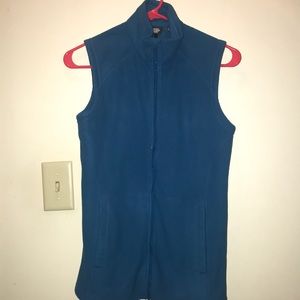 A blue Eastern Mountain Sports full zip vest